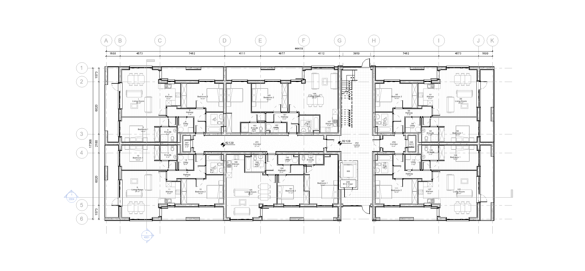 Finished annotated sheet for a residential BIM portfolio